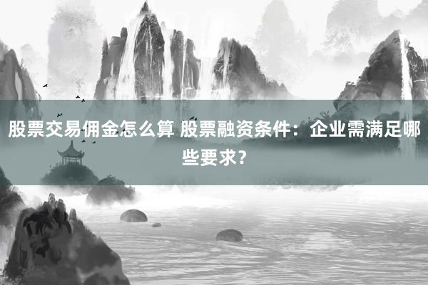 股票交易佣金怎么算 股票融资条件：企业需满足哪些要求？