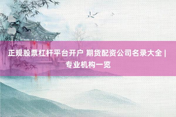 正规股票杠杆平台开户 期货配资公司名录大全 | 专业机构一览