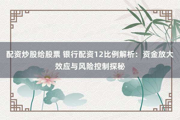 配资炒股给股票 银行配资12比例解析：资金放大效应与风险控制探秘