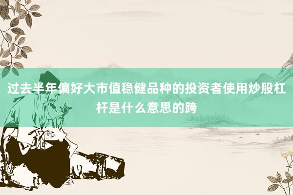 过去半年偏好大市值稳健品种的投资者使用炒股杠杆是什么意思的跨